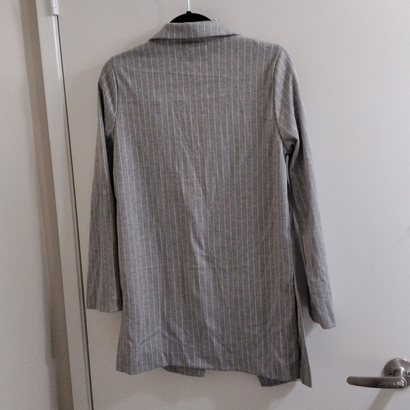 Haute Monde Blazer Sz S Gray Pinstripe Jacket Career Workwear Casual Preppy Glam - Picture 4 of 10